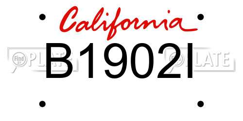 B1902I California License Plate