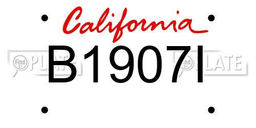 B1907I California License Plate