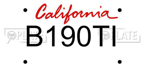 B190TI California License Plate