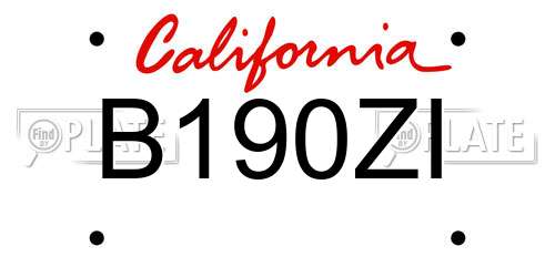 B190ZI California License Plate