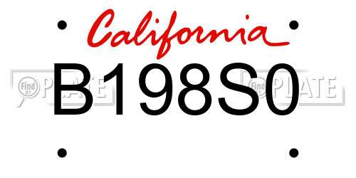 B198S0 California License Plate