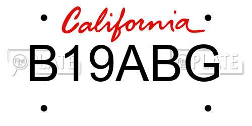 B19ABG California License Plate