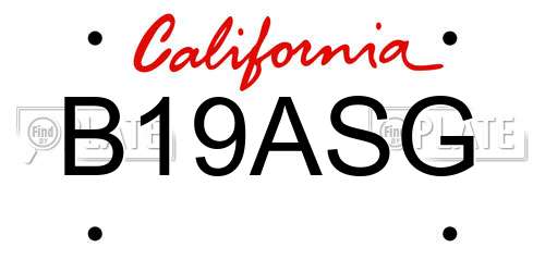 B19ASG California License Plate