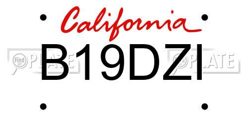 B19DZI California License Plate