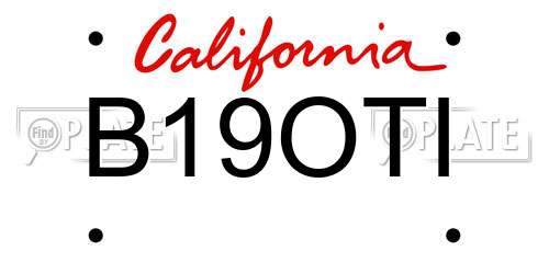 B19OTI California License Plate