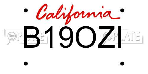 B19OZI California License Plate