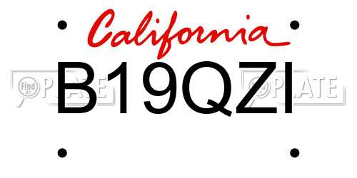B19QZI California License Plate