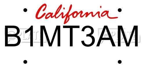 B1MT3AM California License Plate