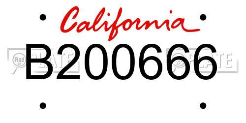 B200666 California License Plate