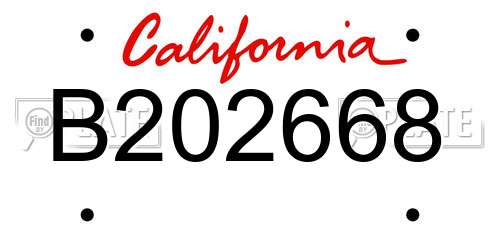 B202668 California License Plate