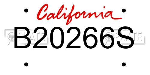 B20266S California License Plate