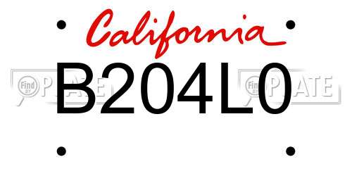 B204L0 California License Plate