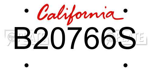 B20766S California License Plate