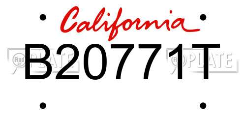 B20771T California License Plate