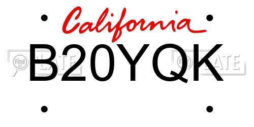 B20YQK California License Plate
