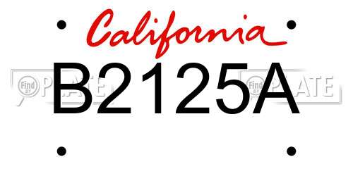 B2125A California License Plate