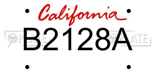 B2128A California License Plate