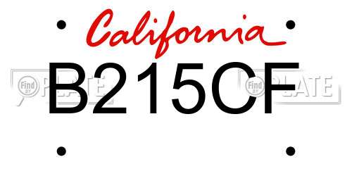 B215CF California License Plate