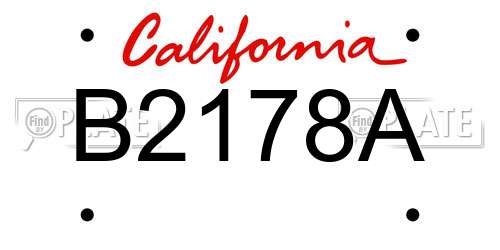 B2178A California License Plate