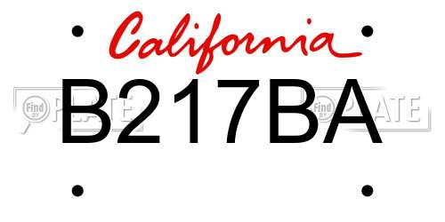 B217BA California License Plate
