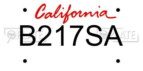 B217SA California License Plate