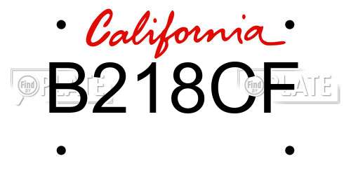 B218CF California License Plate