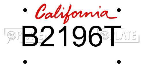 B2196T California License Plate