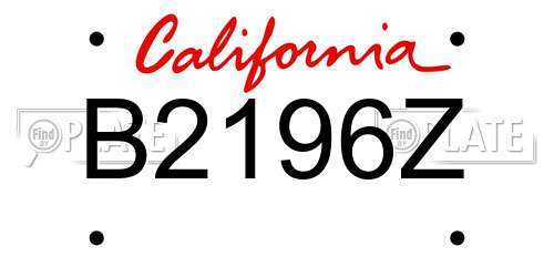B2196Z California License Plate