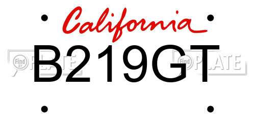 B219GT California License Plate