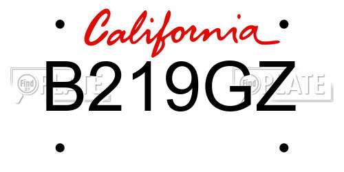 B219GZ California License Plate