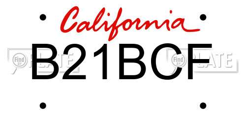 B21BCF California License Plate