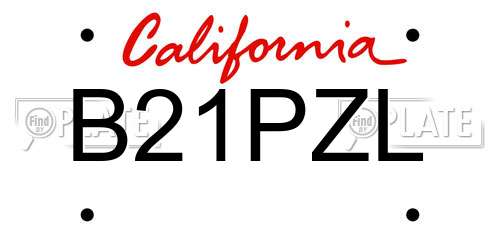 B21PZL California License Plate