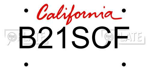 B21SCF California License Plate
