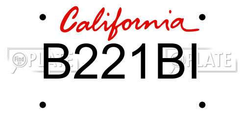 B221BI California License Plate