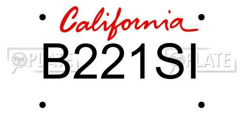 B221SI California License Plate