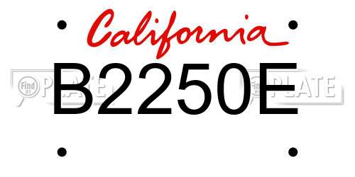 B2250E California License Plate