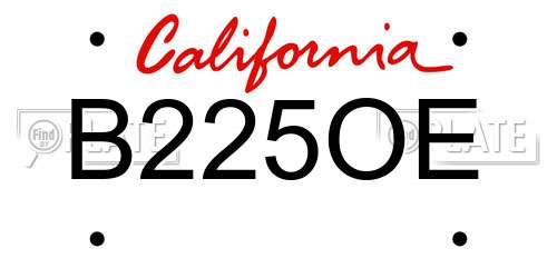 B225OE California License Plate