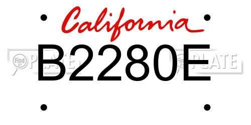 B2280E California License Plate