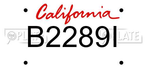 B2289I California License Plate