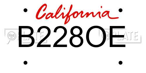 B228OE California License Plate