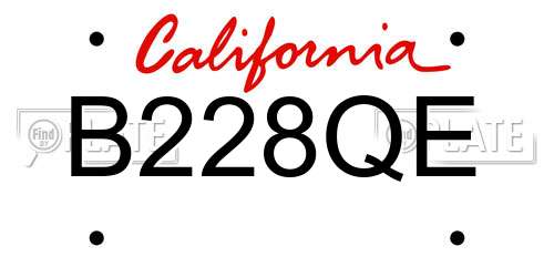 B228QE California License Plate