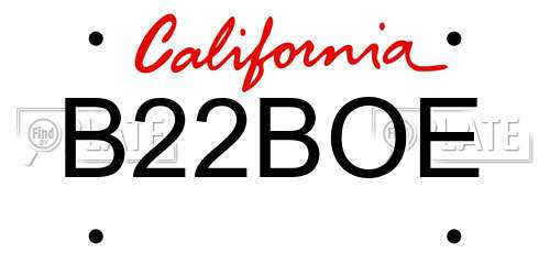 B22BOE California License Plate