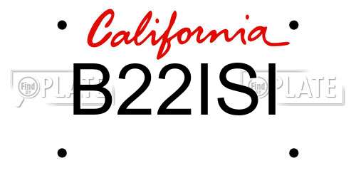 B22ISI California License Plate