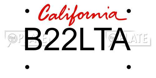 B22LTA California License Plate