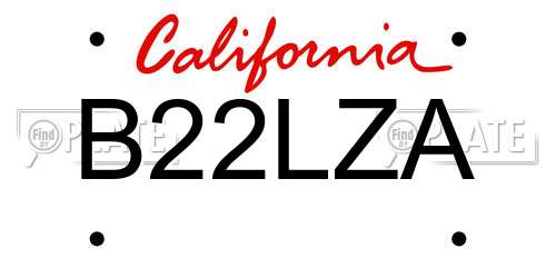 B22LZA California License Plate