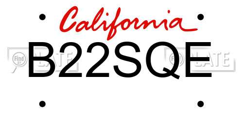B22SQE California License Plate