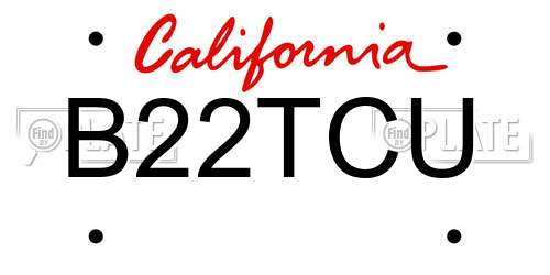 B22TCU California License Plate
