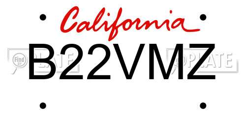 B22VMZ California License Plate