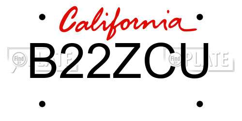 B22ZCU California License Plate