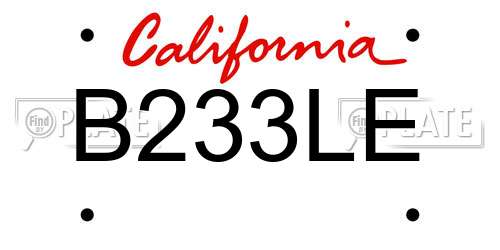 B233LE California License Plate